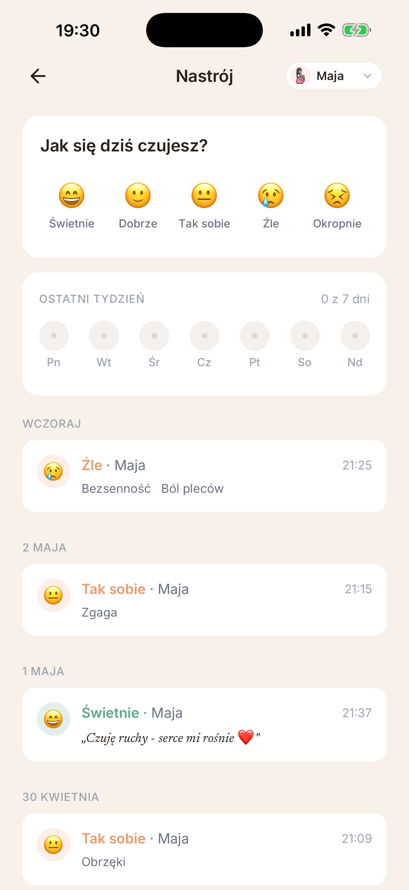 Nastrój i objawy